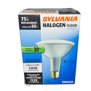 Sylvania Halogen Flood Light Bulb 75W Replacement 60W PAR30LN 1070 Lumens In Out